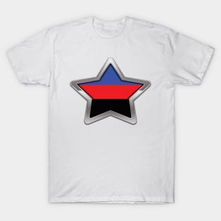 Large Polyamory Pride Flag Colored Star with Chrome Frame T-Shirt